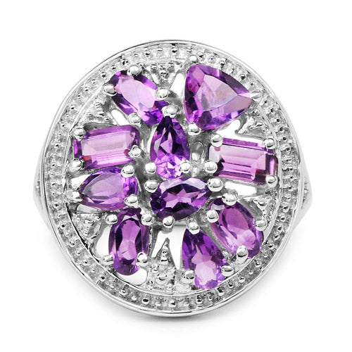 2.76 Carat Genuine Amethyst .925 Sterling Silver Ring