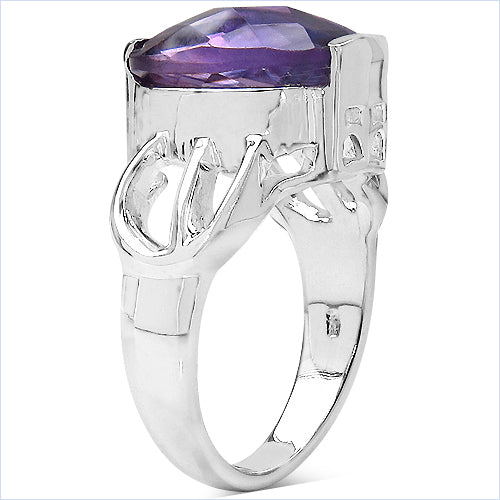 6.50 Carat Genuine Amethyst .925 Sterling Silver Ring