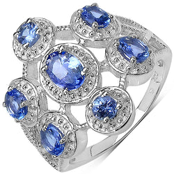 1.32 Carat Genuine Tanzanite .925 Sterling Silver Ring