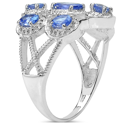 1.32 Carat Genuine Tanzanite .925 Sterling Silver Ring