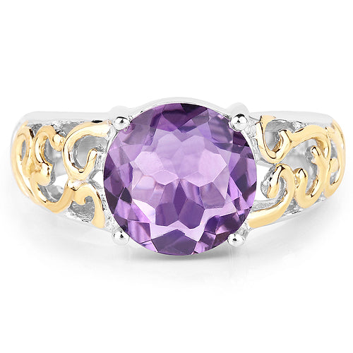 3.30 Carat Genuine Amethyst .925 Sterling Silver Ring