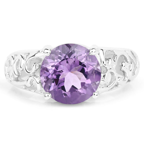 3.30 Carat Genuine Amethyst .925 Sterling Silver Ring