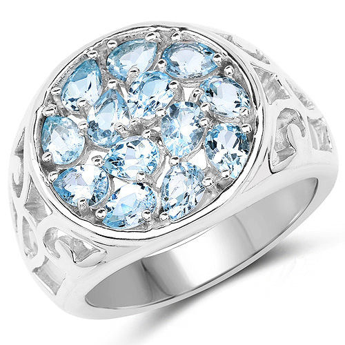 2.34 Carat Genuine Blue Topaz .925 Sterling Silver Ring