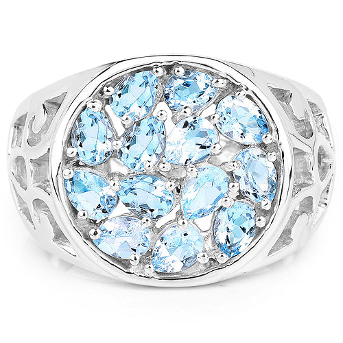 2.34 Carat Genuine Blue Topaz .925 Sterling Silver Ring
