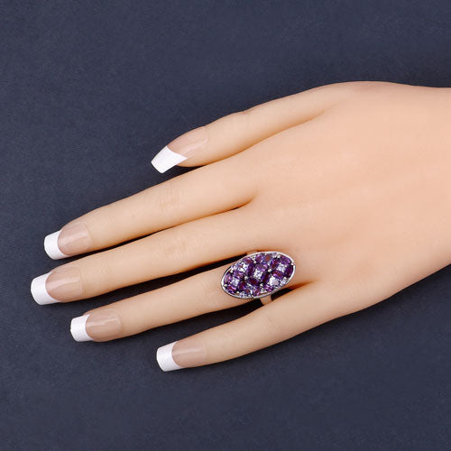 3.13 Carat Genuine Amethyst, Tanzanite and White Topaz .925 Sterling Silver Ring
