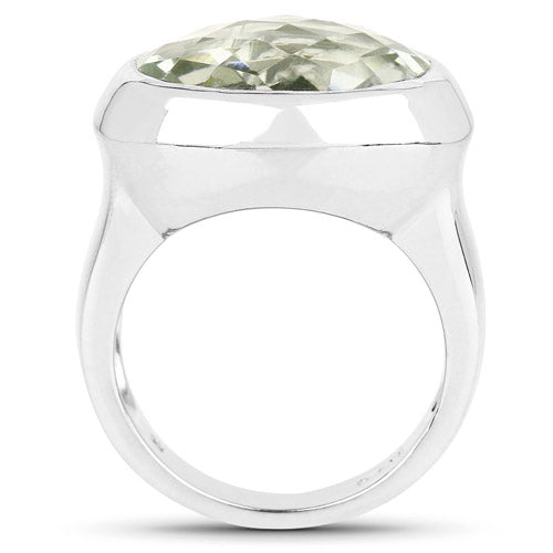 7.90 Carat Genuine Green Amethyst .925 Sterling Silver Ring