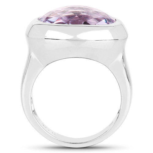 8.00 Carat Genuine Pink Amethyst .925 Sterling Silver Ring