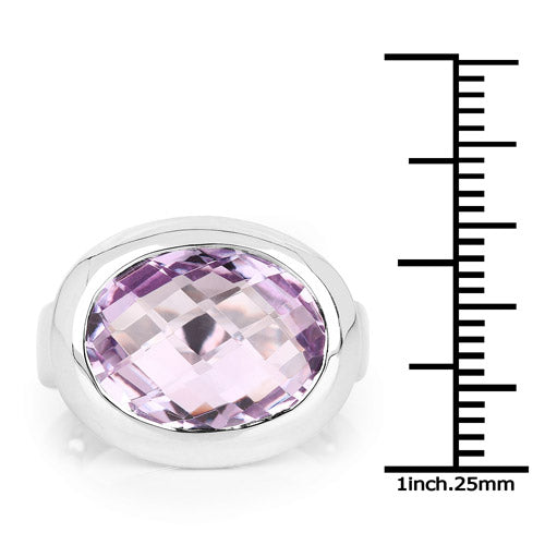8.00 Carat Genuine Pink Amethyst .925 Sterling Silver Ring
