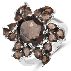 5.69 Carat Genuine Smoky Quartz .925 Sterling Silver Ring