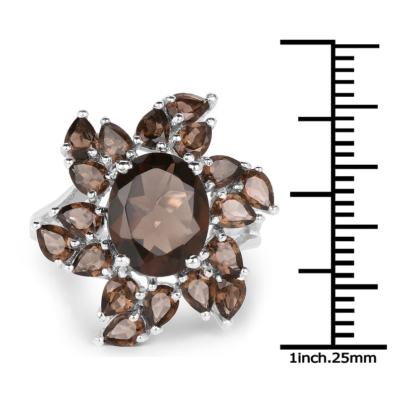 5.69 Carat Genuine Smoky Quartz .925 Sterling Silver Ring