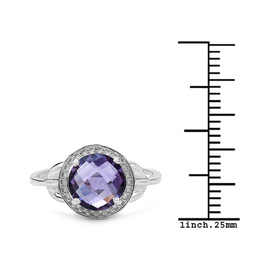 2.25 Carat Genuine Amethyst .925 Sterling Silver Ring