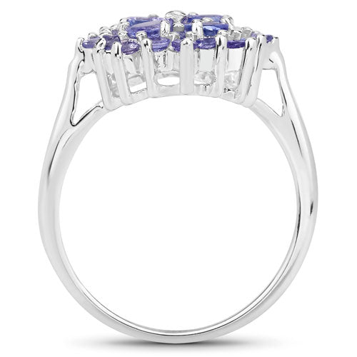 1.16 Carat Genuine Tanzanite .925 Sterling Silver Ring