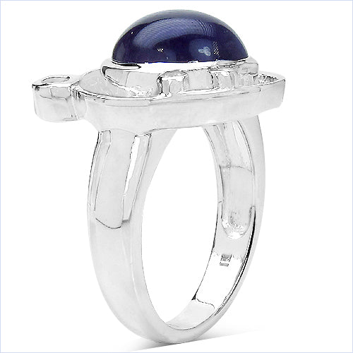 5.20 Carat Genuine Amethyst & White Topaz .925 Sterling Silver Ring