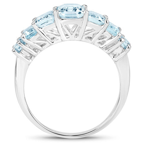 3.29 Carat Genuine Blue Topaz .925 Sterling Silver Ring