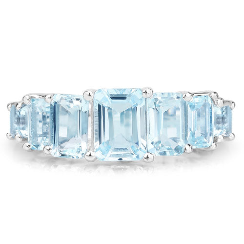 3.29 Carat Genuine Blue Topaz .925 Sterling Silver Ring