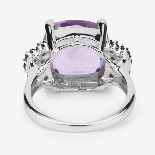 5.90 Carat Genuine Pink Amethyst and Rhodolite .925 Sterling Silver Ring