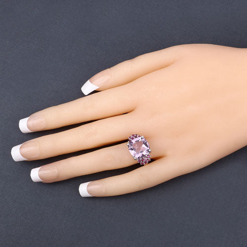 5.90 Carat Genuine Pink Amethyst and Rhodolite .925 Sterling Silver Ring