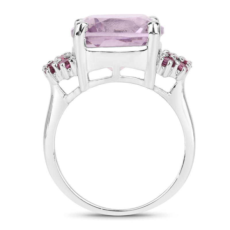 5.90 Carat Genuine Pink Amethyst and Rhodolite .925 Sterling Silver Ring