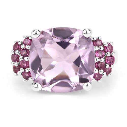 5.90 Carat Genuine Pink Amethyst and Rhodolite .925 Sterling Silver Ring