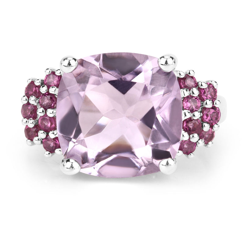 5.90 Carat Genuine Pink Amethyst and Rhodolite .925 Sterling Silver Ring