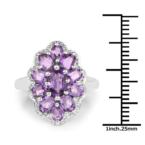 2.23 Carat Genuine Amethyst .925 Sterling Silver Ring