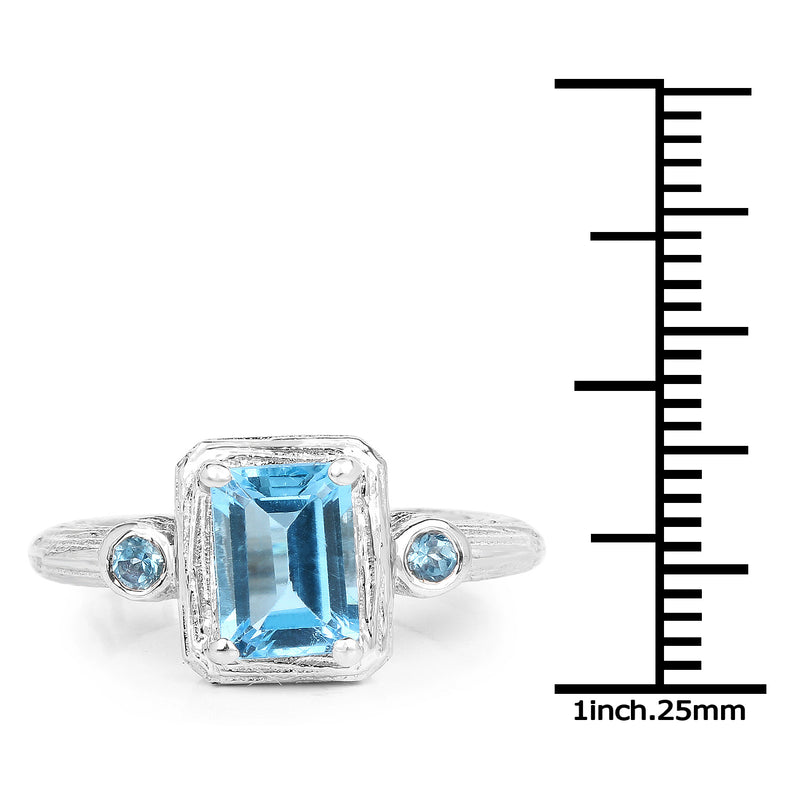 2.11 Carat Genuine Swiss Blue Topaz .925 Sterling Silver Ring