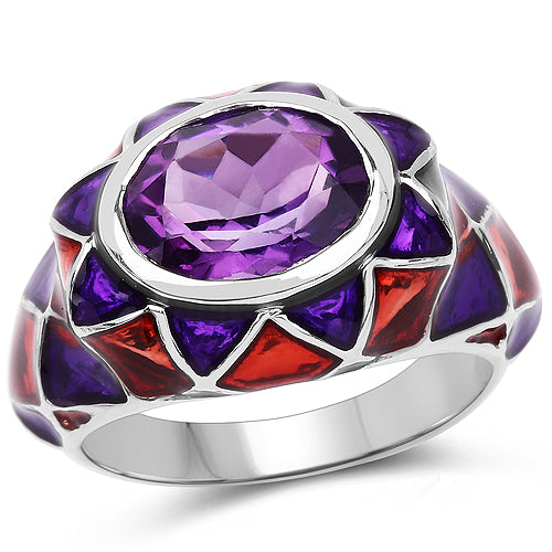 2.20 Carat Genuine Amethyst .925 Sterling Silver Ring