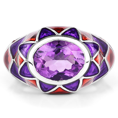 2.20 Carat Genuine Amethyst .925 Sterling Silver Ring