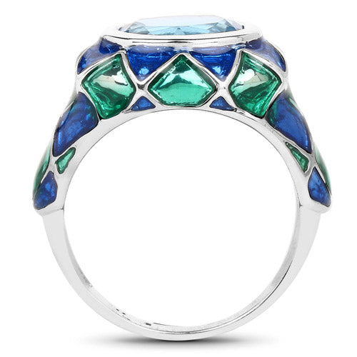 3.25 Carat Genuine Swiss Blue Topaz .925 Sterling Silver Ring