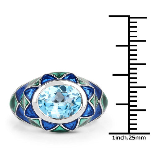 3.25 Carat Genuine Swiss Blue Topaz .925 Sterling Silver Ring
