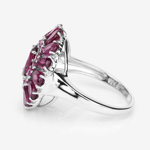 6.19 Carat Genuine Rhodolite and White Topaz .925 Sterling Silver Ring