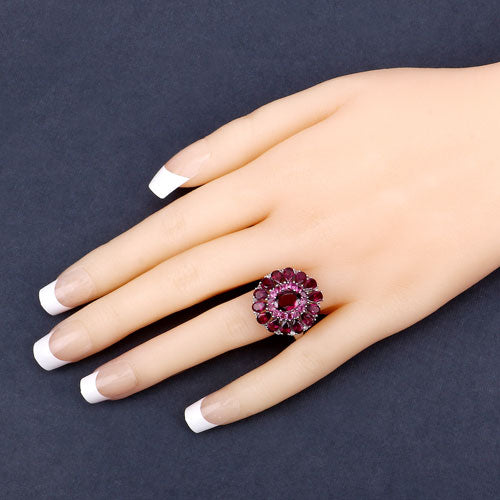 6.19 Carat Genuine Rhodolite and White Topaz .925 Sterling Silver Ring