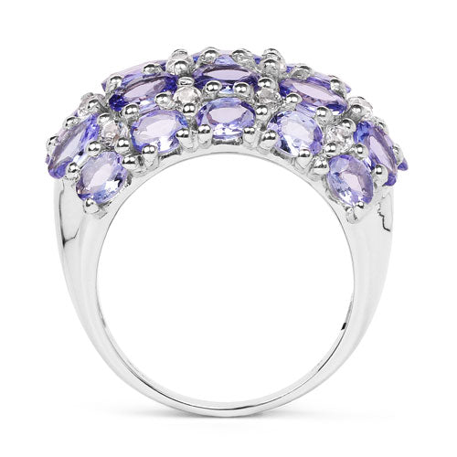 7.29 Carat Genuine Tanzanite and White Topaz .925 Sterling Silver Ring
