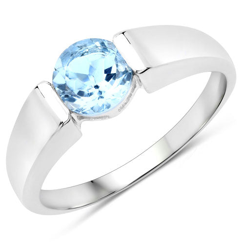 1.05 Carat Genuine Blue Topaz .925 Sterling Silver Ring