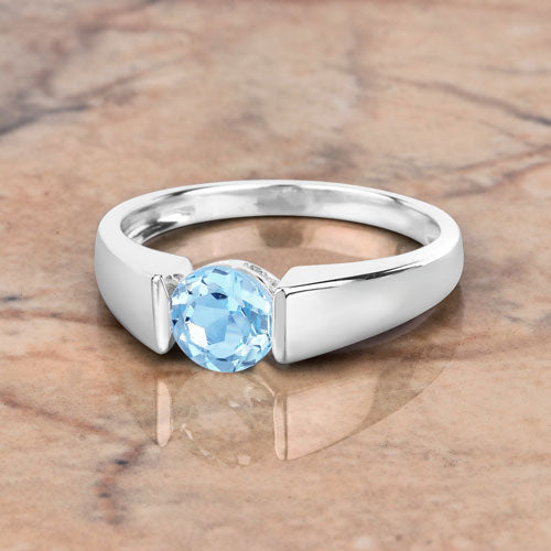 1.05 Carat Genuine Blue Topaz .925 Sterling Silver Ring
