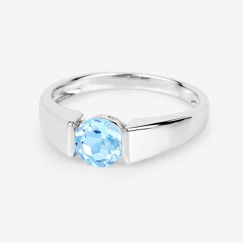 1.05 Carat Genuine Blue Topaz .925 Sterling Silver Ring