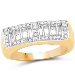 14K Yellow Gold Plated 0.19 Carat Genuine White Diamond .925 Sterling Silver Ring