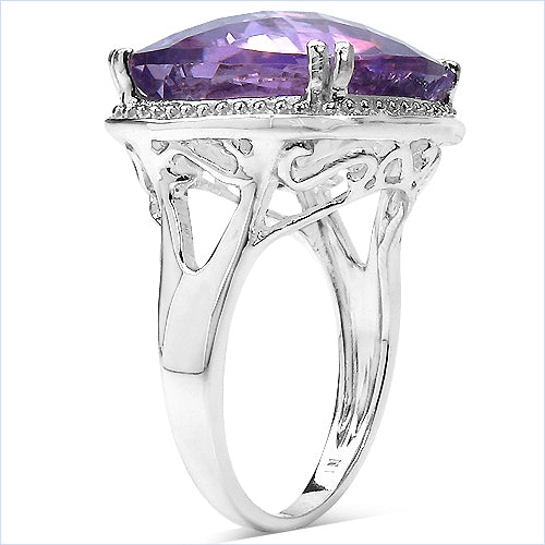 11.93 Carat Genuine Amethyst .925 Sterling Silver Ring
