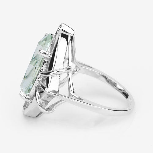 7.90 Carat Genuine Green Amethyst .925 Sterling Silver Ring