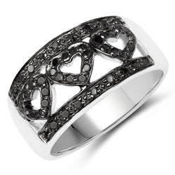 0.32 Carat Genuine Black Diamond .925 Sterling Silver Ring