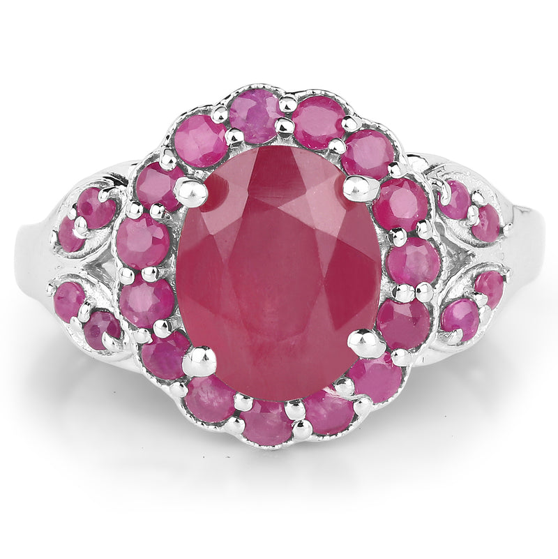 4.43 Carat Glass Filled Ruby and Ruby .925 Sterling Silver Ring