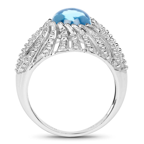 3.65 Carat Genuine Swiss Blue Topaz .925 Sterling Silver Ring