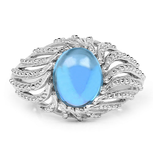 3.65 Carat Genuine Swiss Blue Topaz .925 Sterling Silver Ring