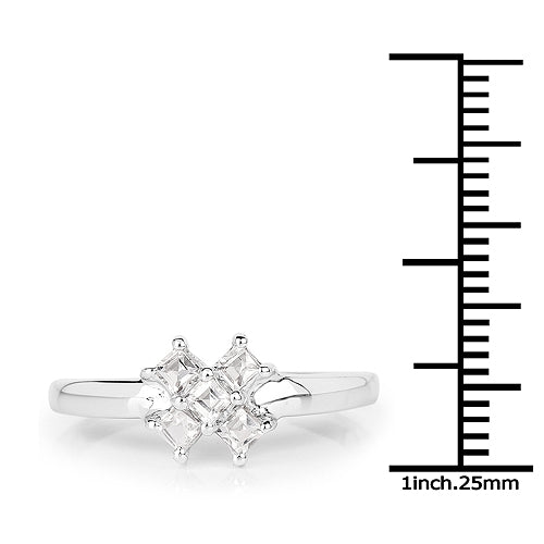0.30 Carat Genuine White Topaz .925 Sterling Silver Ring