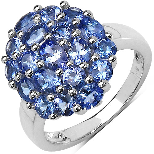 Two Tone Plated 2.54 Carat Genuine Tanzanite .925 Sterling Silver Ring
