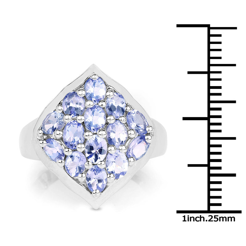 2.38 Carat Genuine Tanzanite .925 Sterling Silver Ring