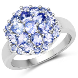 2.03 Carat Genuine Tanzanite .925 Sterling Silver Ring