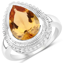 4.40 Carat Genuine Citrine .925 Sterling Silver Ring