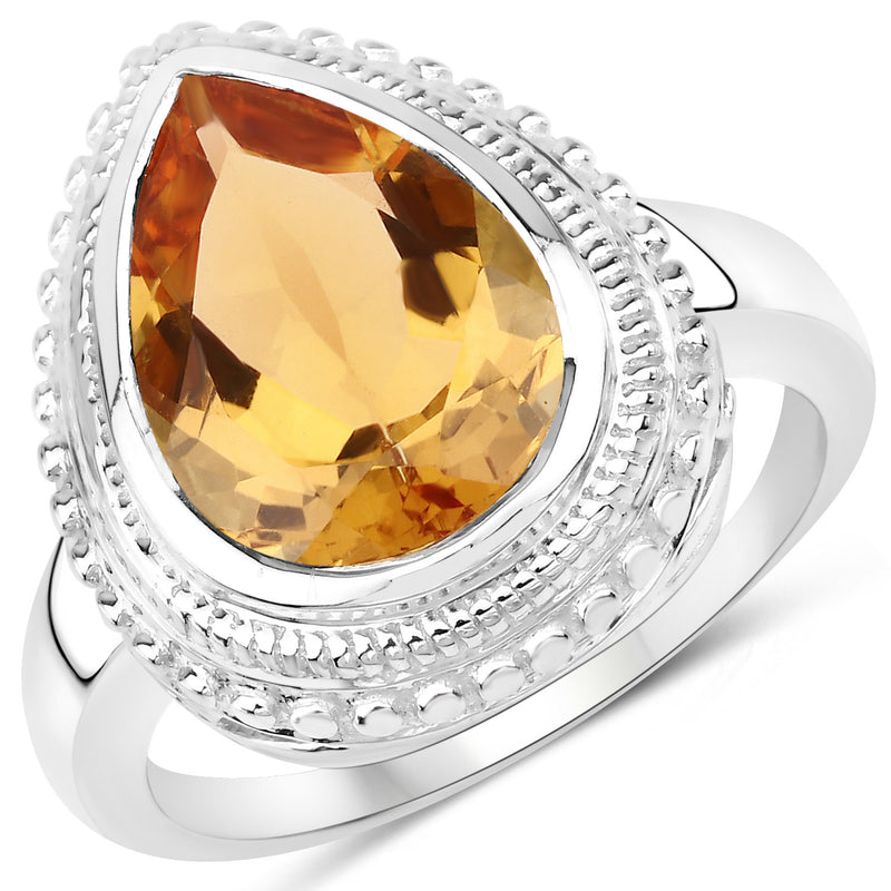 4.40 Carat Genuine Citrine .925 Sterling Silver Ring