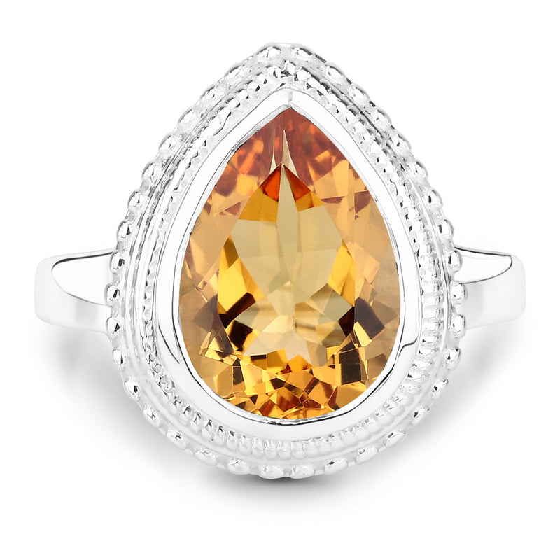 4.40 Carat Genuine Citrine .925 Sterling Silver Ring